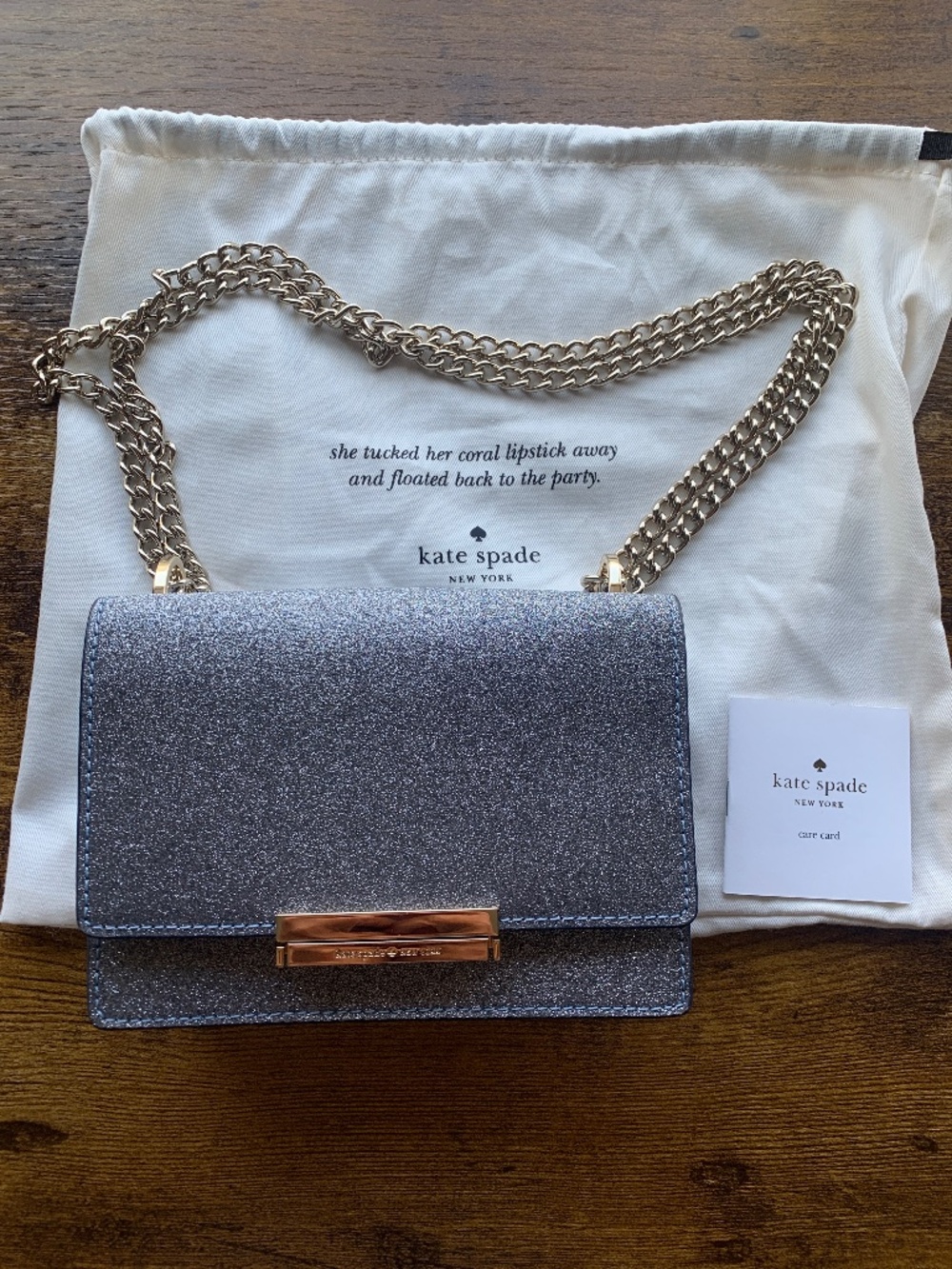 Kate Spade leather silver shoulder bag
